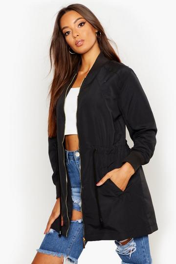 Black Longline Ma1 Bomber Jacket