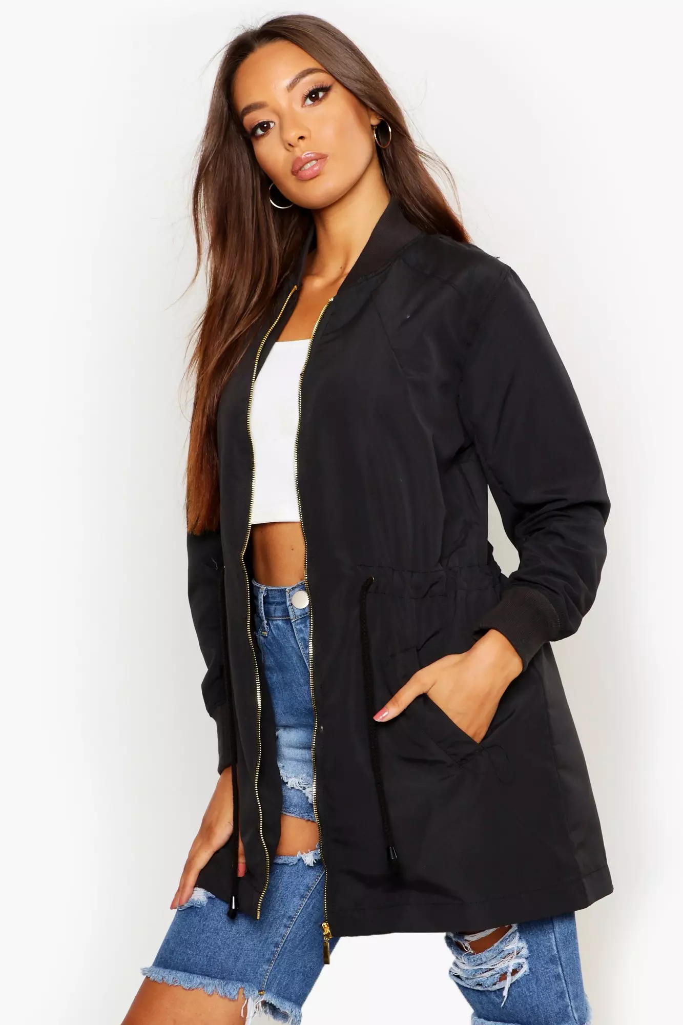Black Longline Ma1 Bomber Jacket alternative image