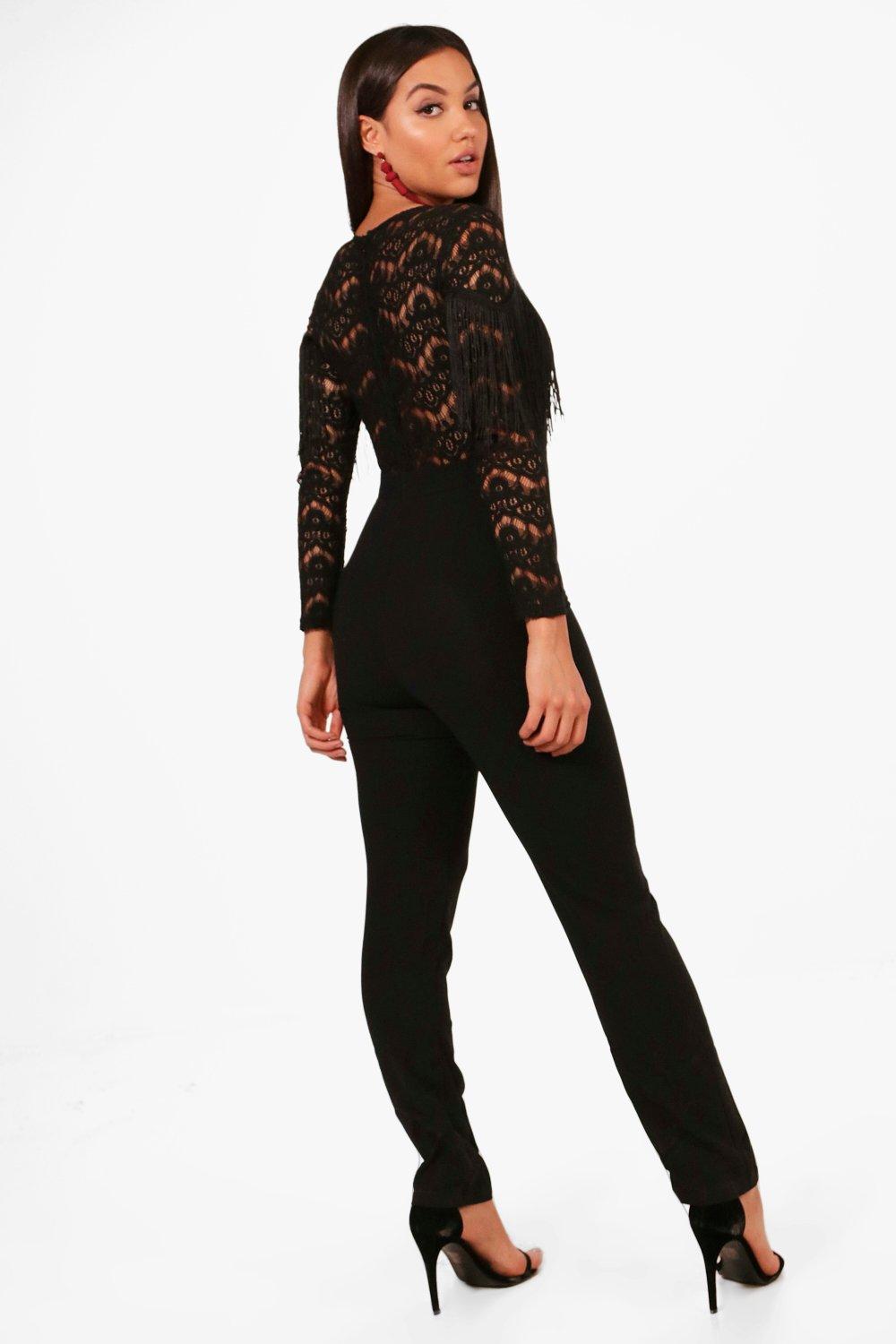 long sleeve tassel jumpsuit