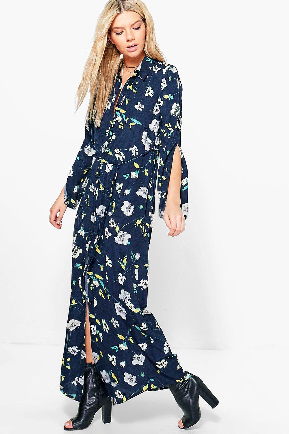 black maxi shirt dress uk
