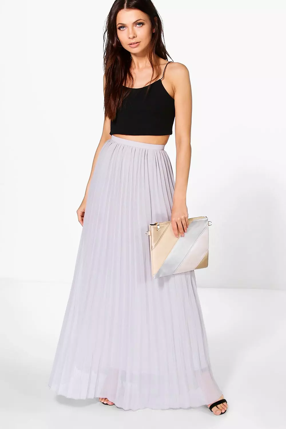 Chiffon maxi clearance skirt with pleats