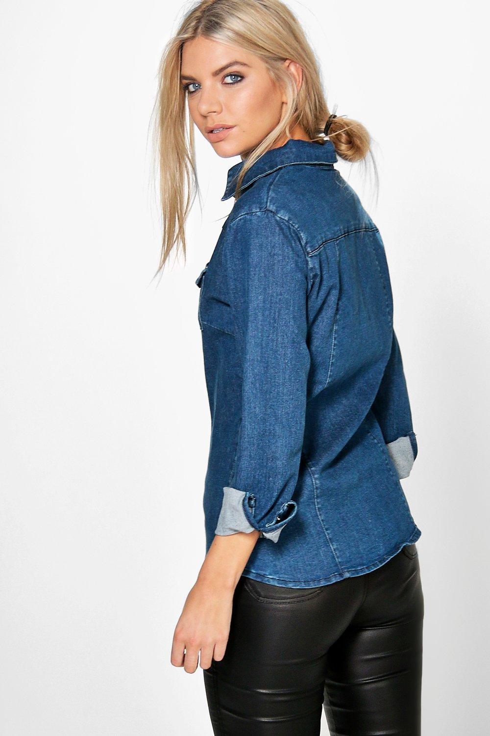 Camisa vaquera ajustada y elastica boohoo ES