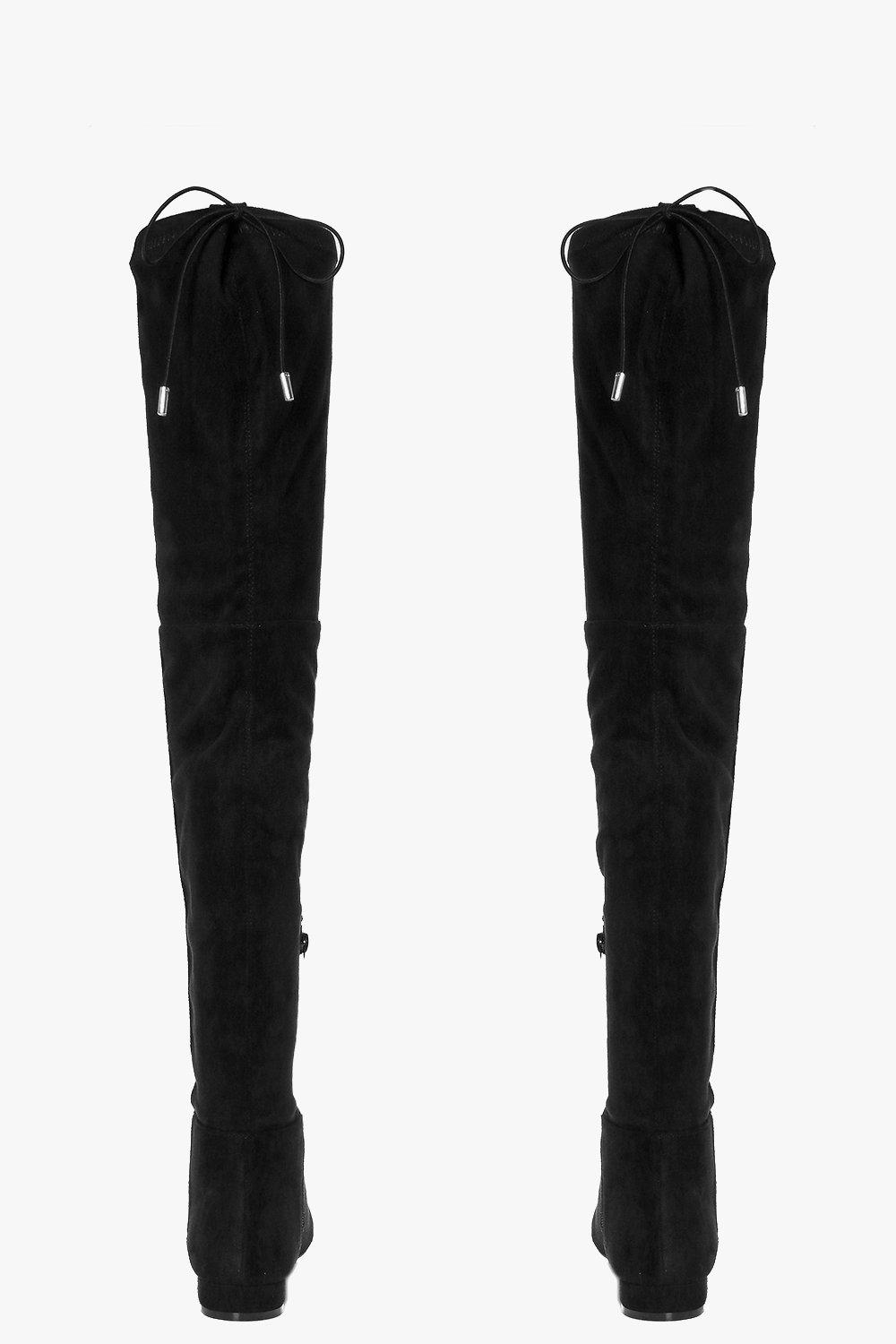 Wide fit thigh high flat boots sales