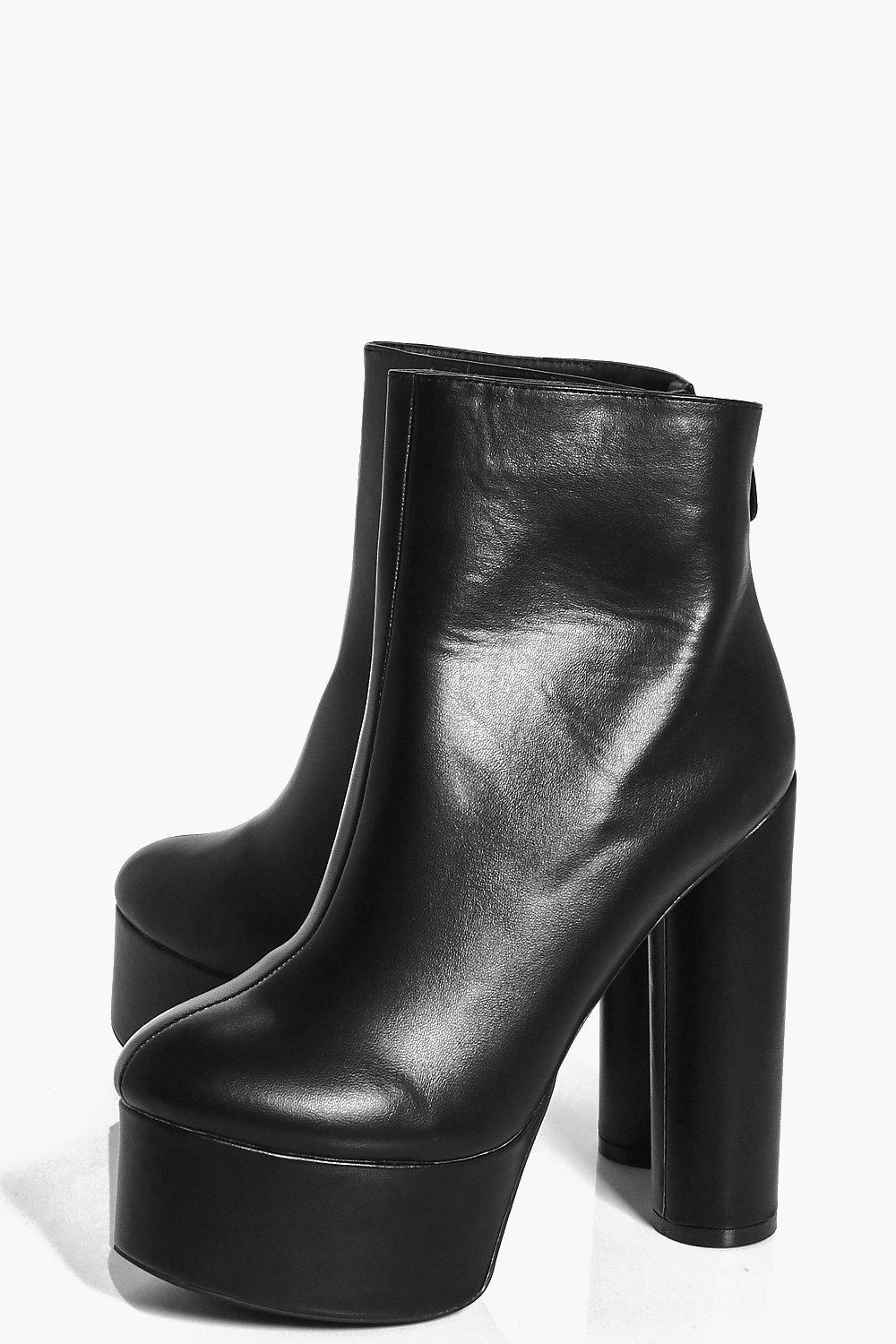 Monki zip heeled platform boot in black best sale