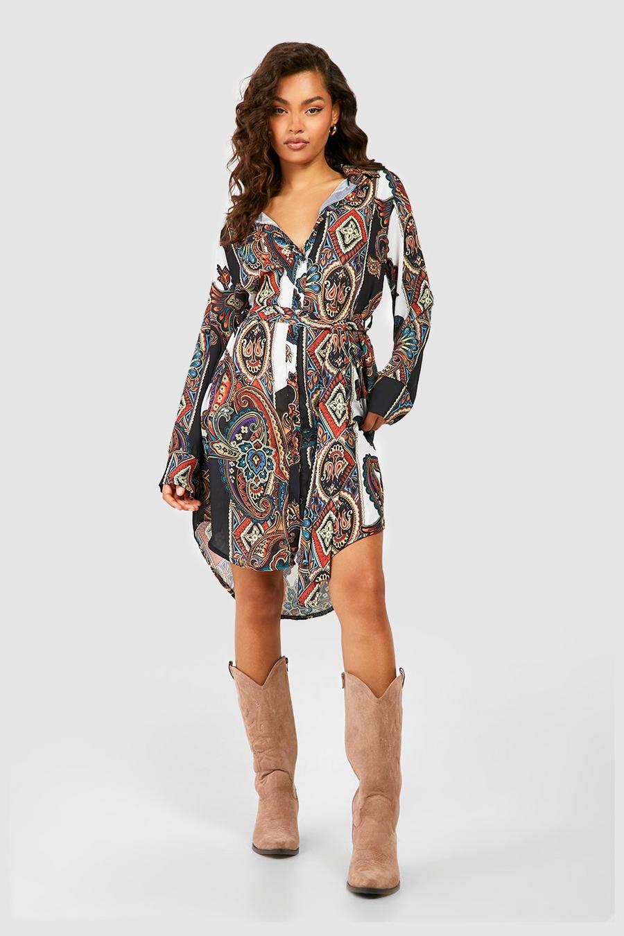 Hemd-Kleid mit Paisley-Print, Mehrfarbig multi image number 1