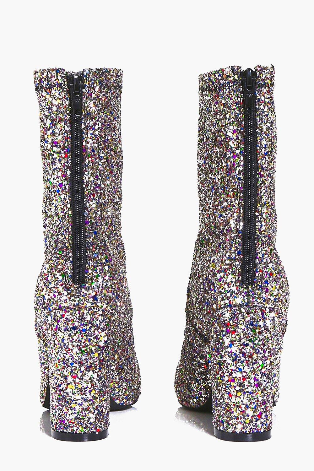 Glitter bootie heels best sale