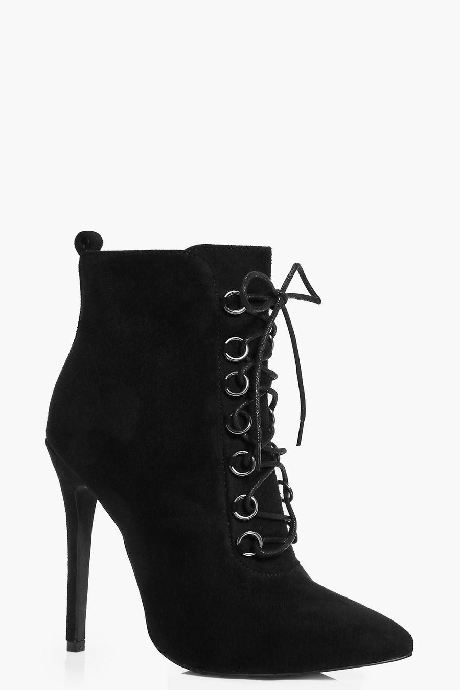 Black Jemima Lace Up Pointed Toe Shoe Boot image number 1