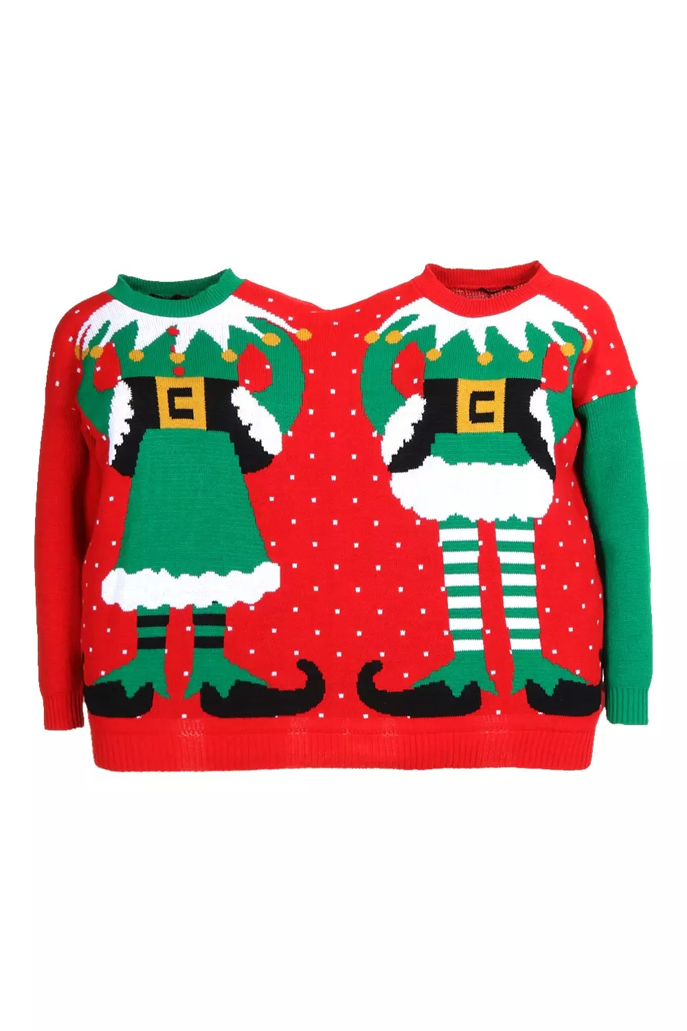 Boohoo santa and elf two 2025 person christmas jumper in multi