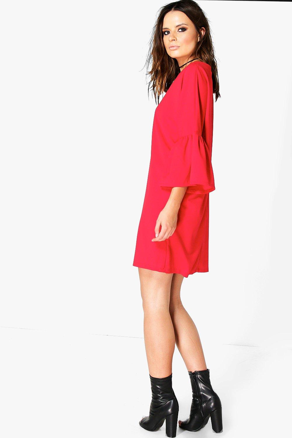 boohoo bell sleeve dress