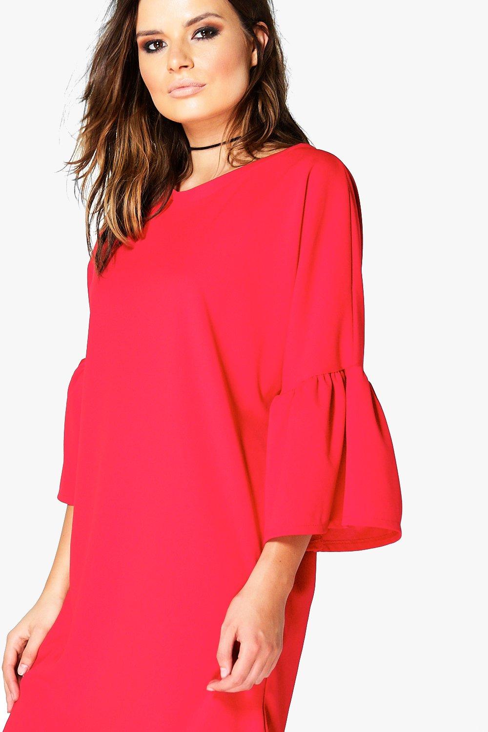 bell sleeve dress boohoo