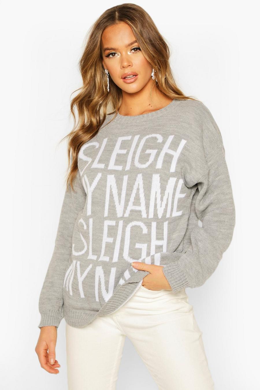 Sleigh My Name Slogan Christmas Sweater image number 1