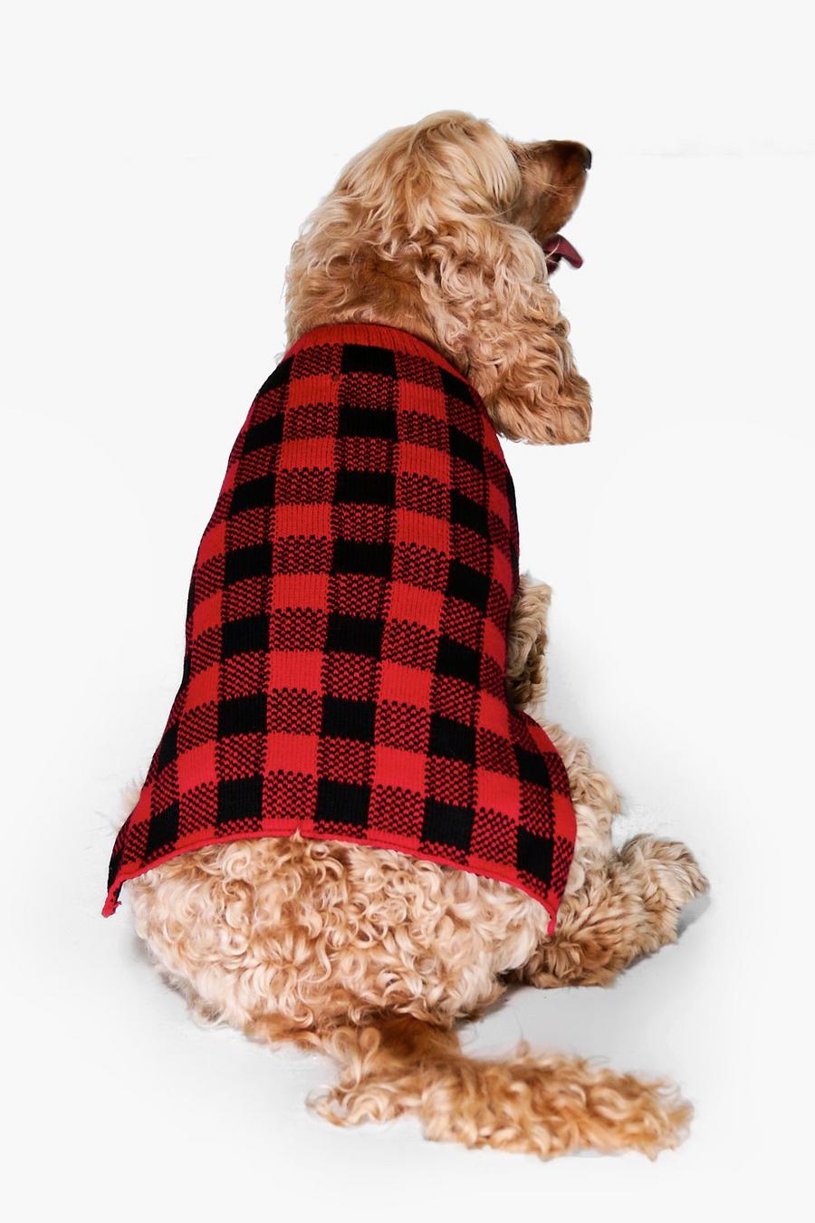 Red Mia Tartan Dog Christmas Sweater image number 1