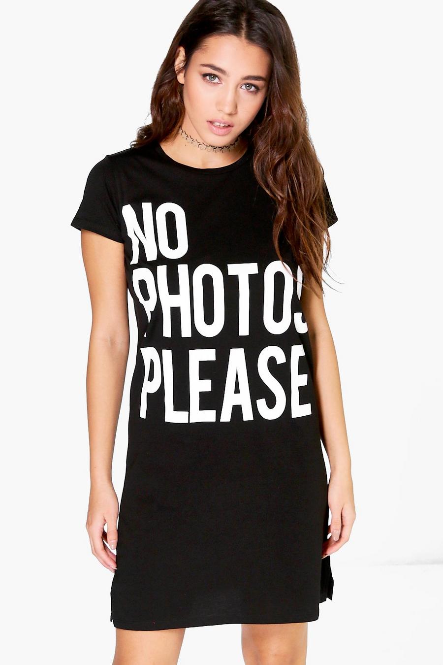 vestido estilo camiseta con eslogan No Photos Please image number 1