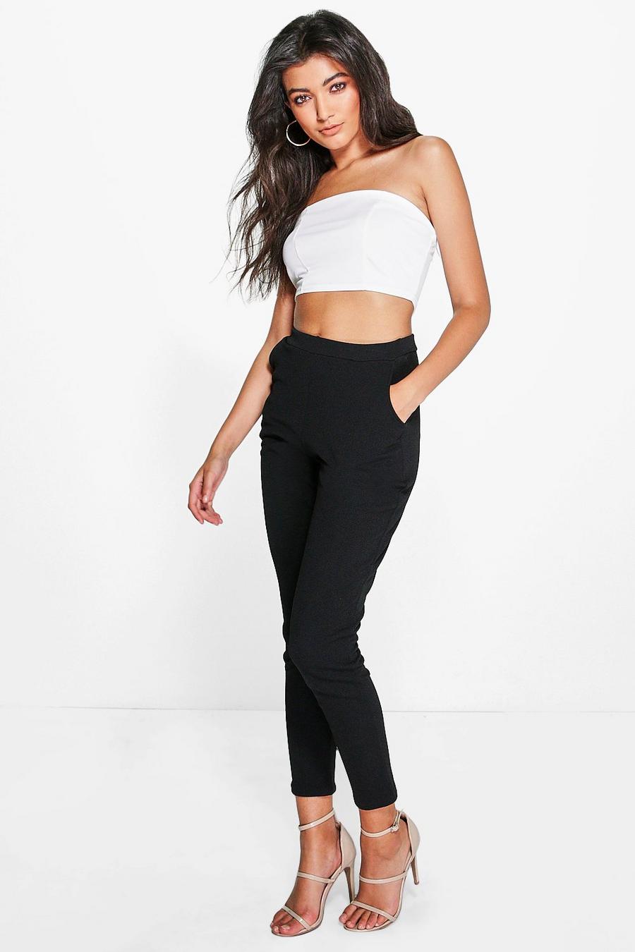 Black Basic Crepe Super Stretch Skinny Trousers image number 1