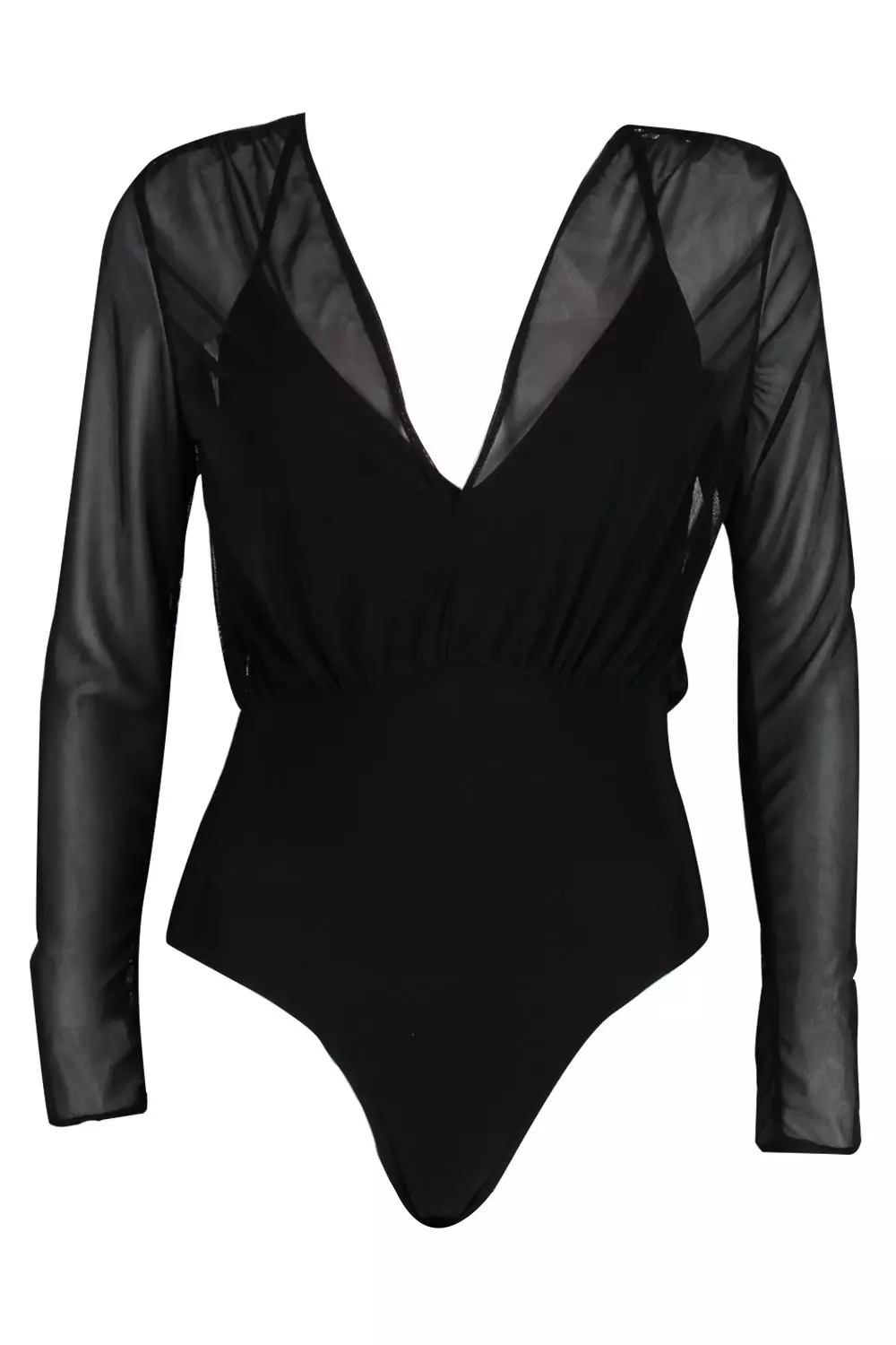 Black Mesh 2 In 1 Strappy Bodysuit alternative image
