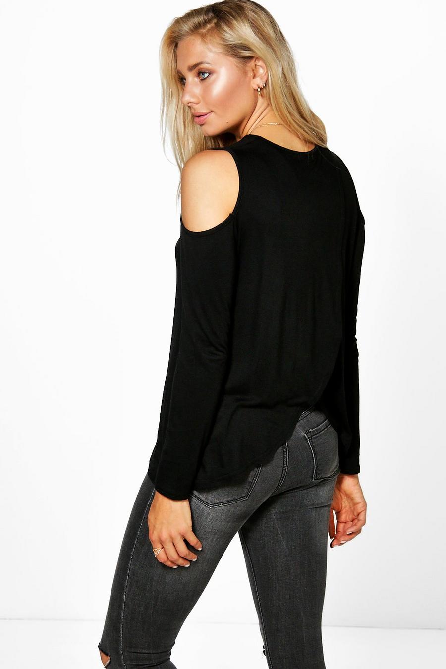 Nina T-Shirt mit rückseitiger Wickelung und ausgeschnittenen Schultern image number 1
