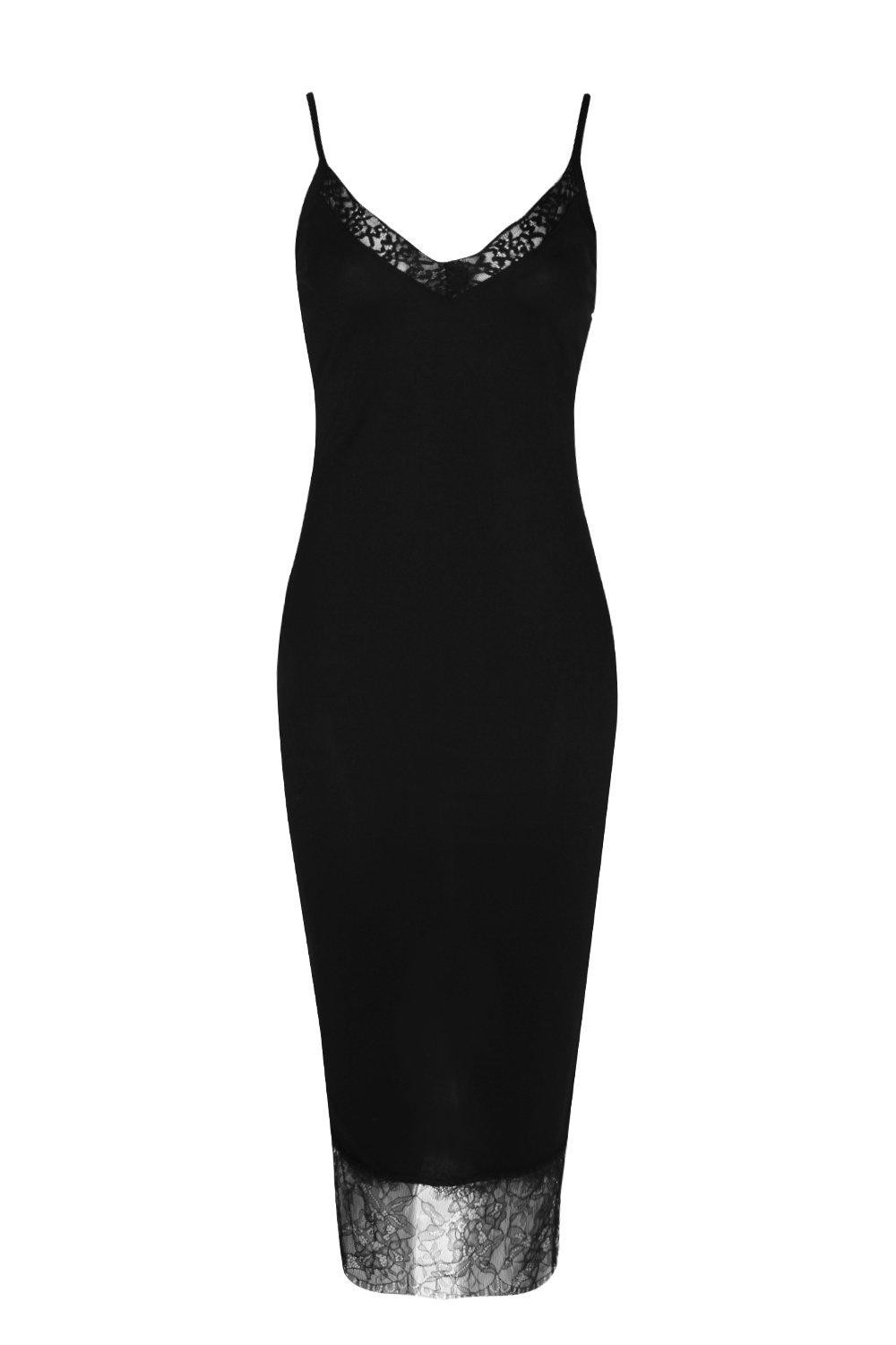 Jane Lace Hem Detail Midi Slip Dress | boohoo