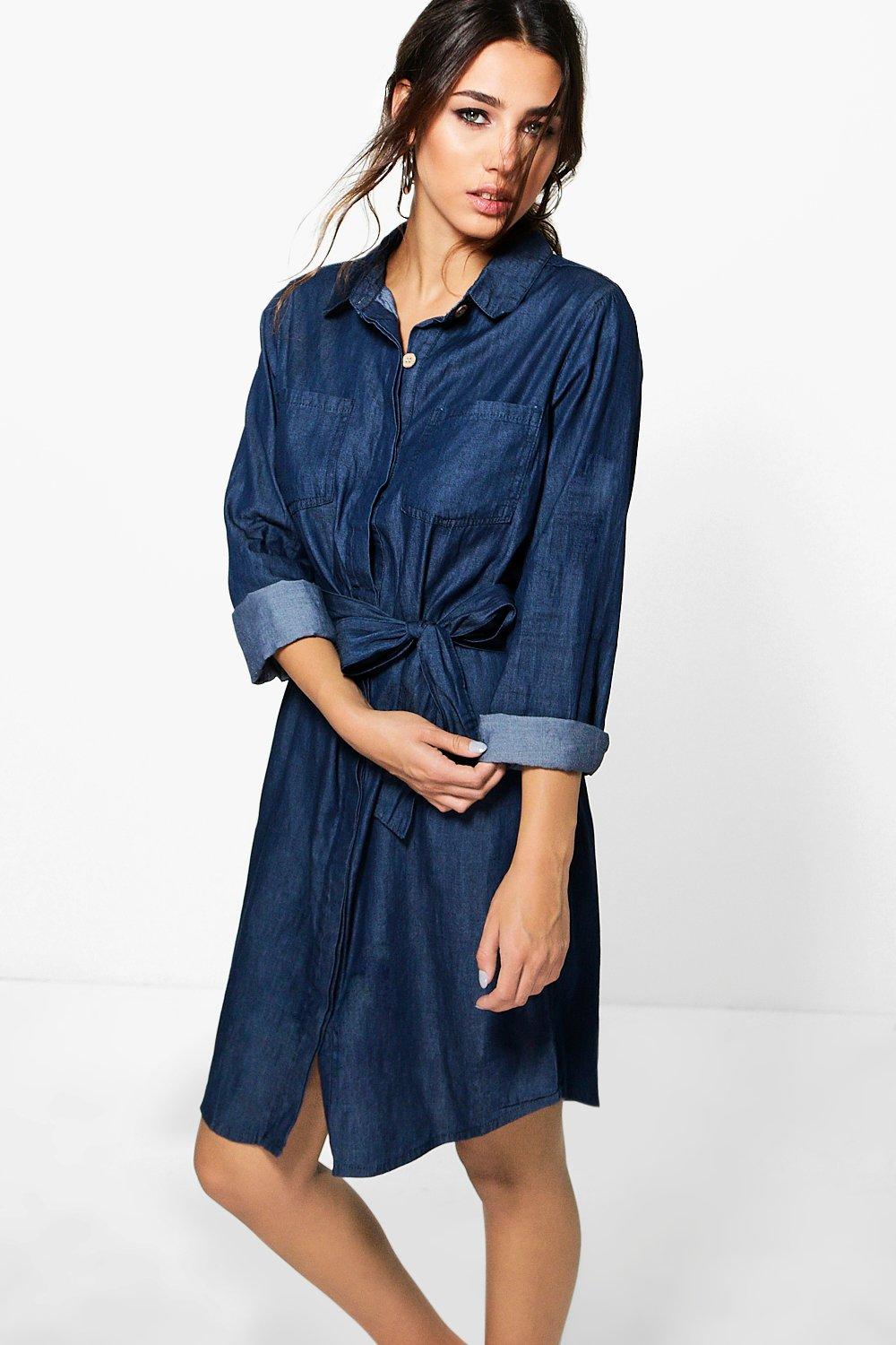 dark denim shirt dress