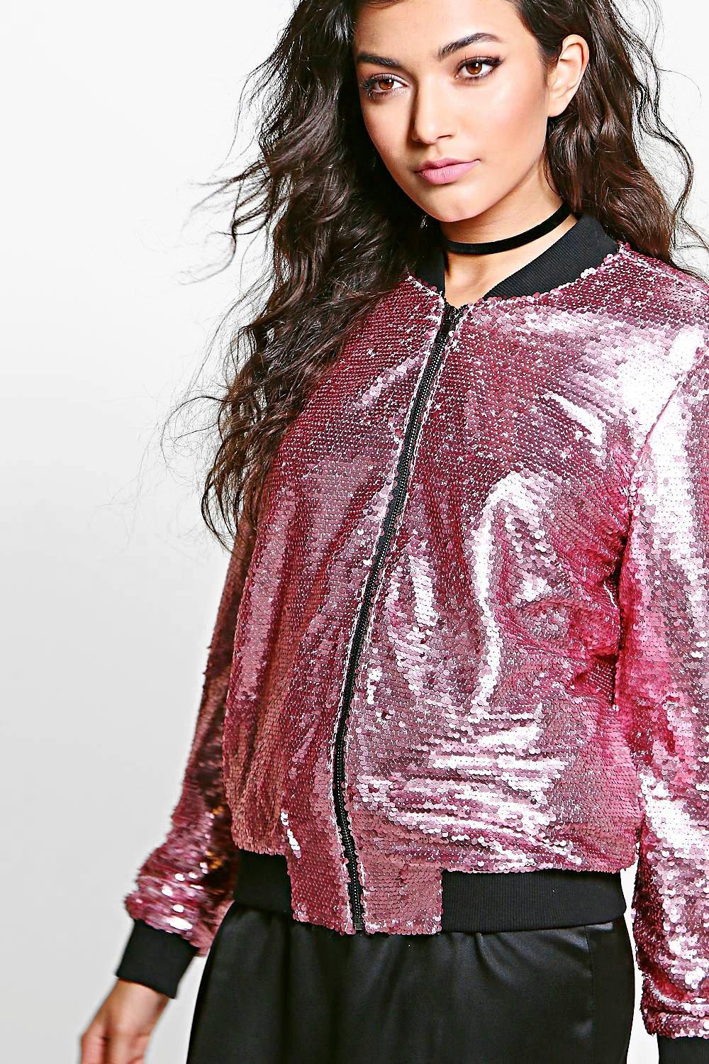 Pink glitter bomber jacket hotsell