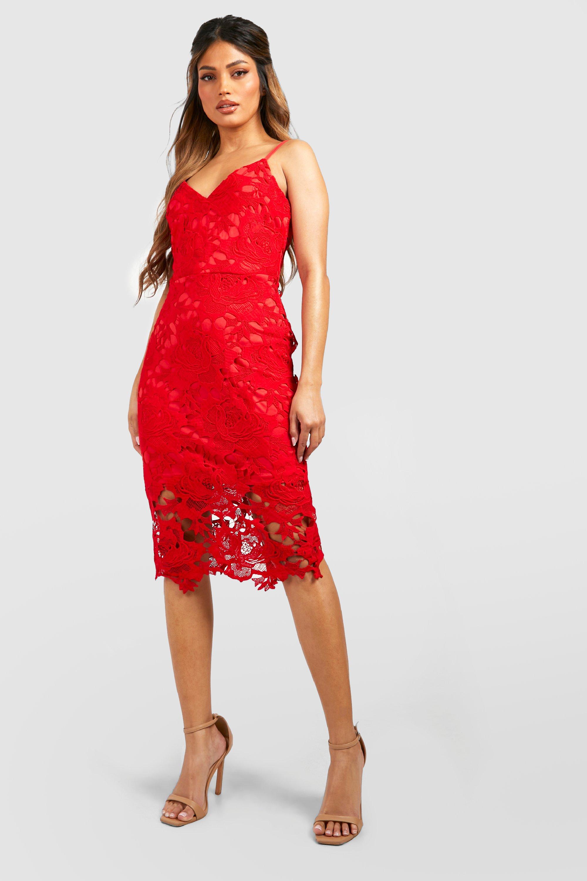 Boohoo lace outlet midi dress