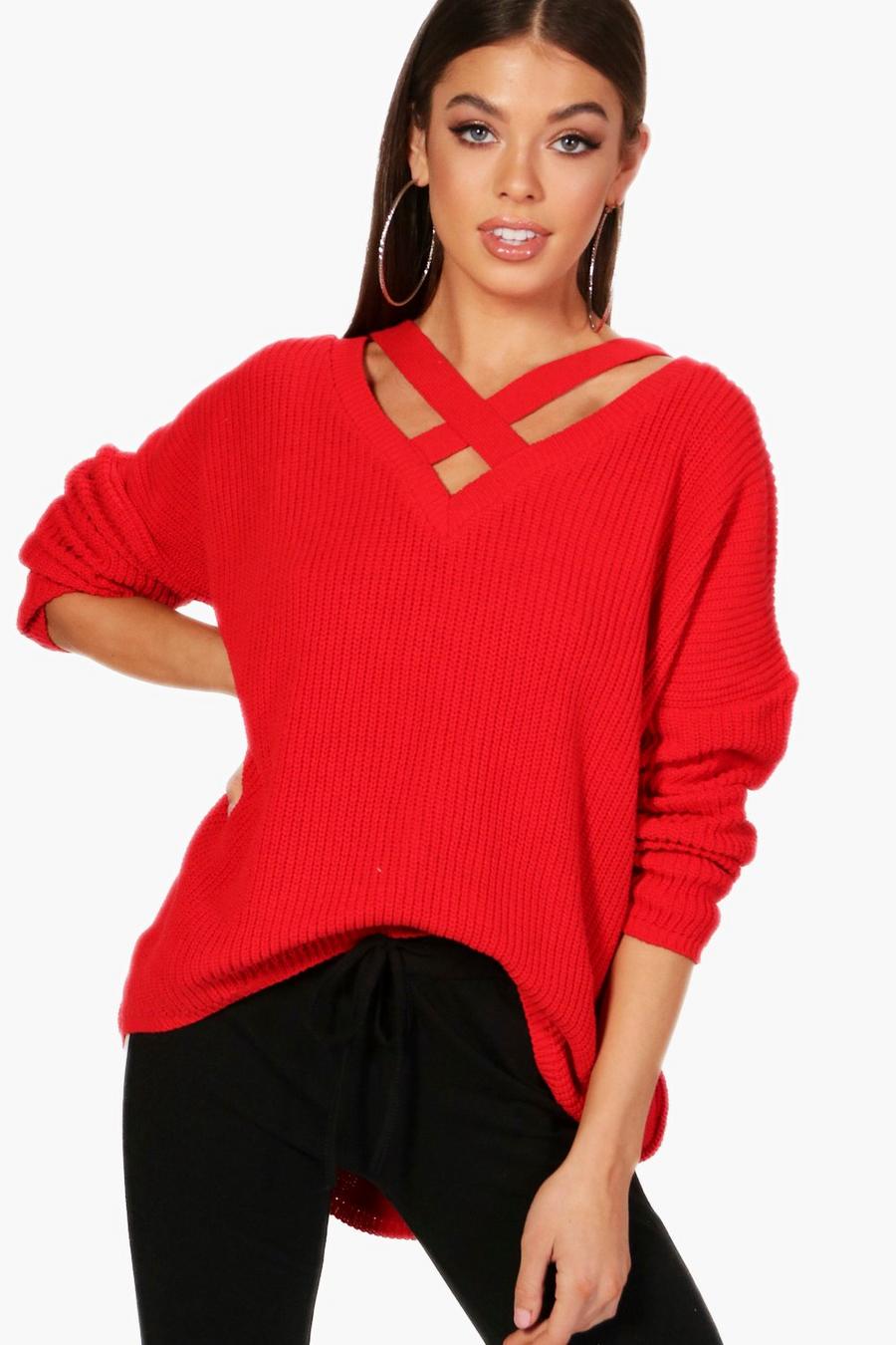 Oversized Strap Neck Sweater image number 1