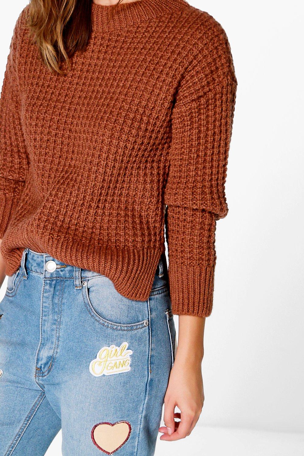 Waffle knit jumper womens sales