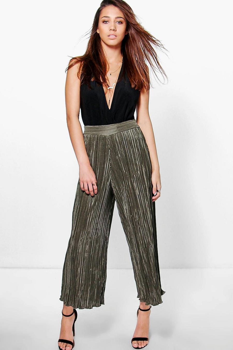 Pleated Wide Leg Cropped Culottes image number 1