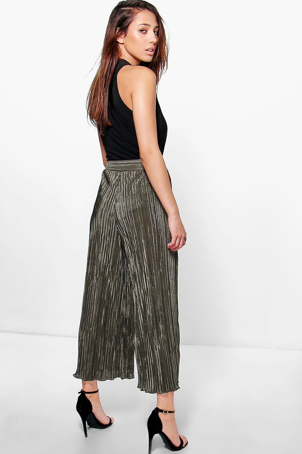 Pleated cropped culottes store