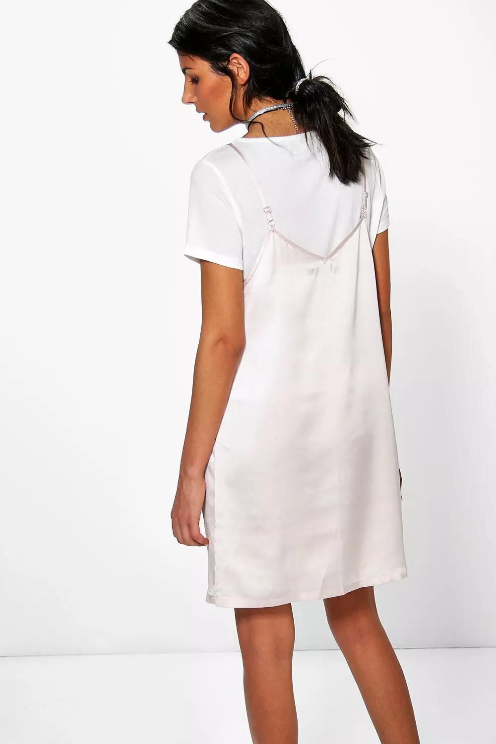 White satin t store shirt dress