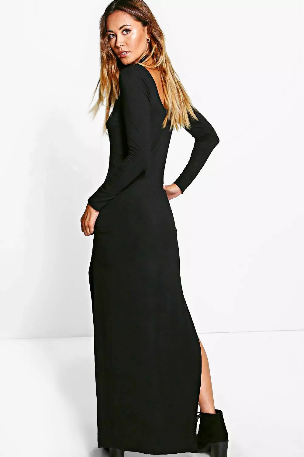 Long sleeve store side split dress