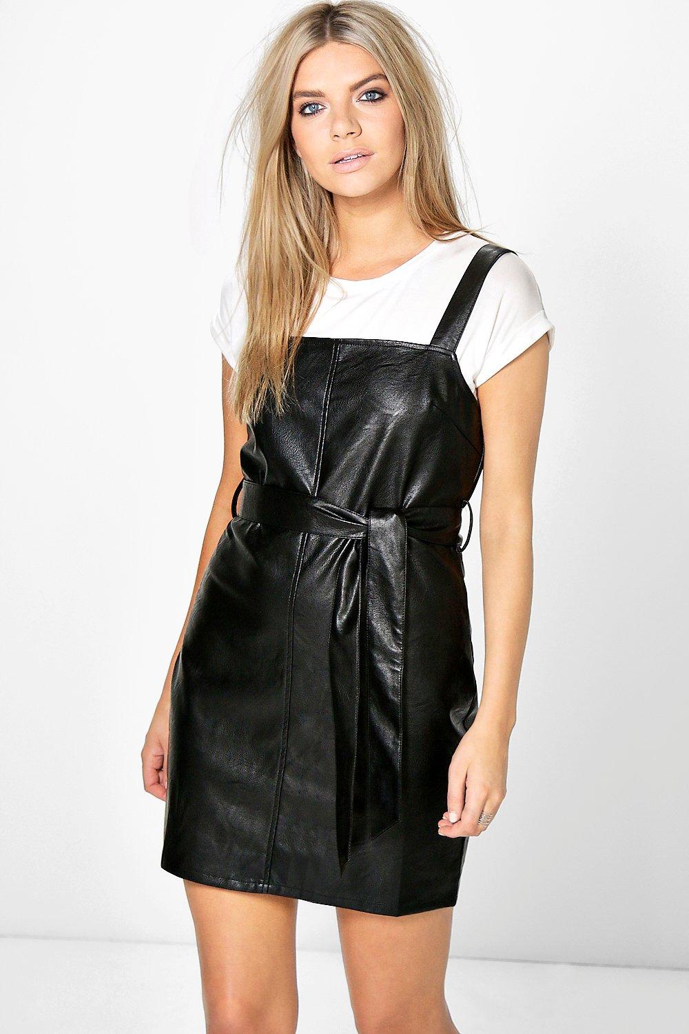 Faux leather dungaree on sale dress