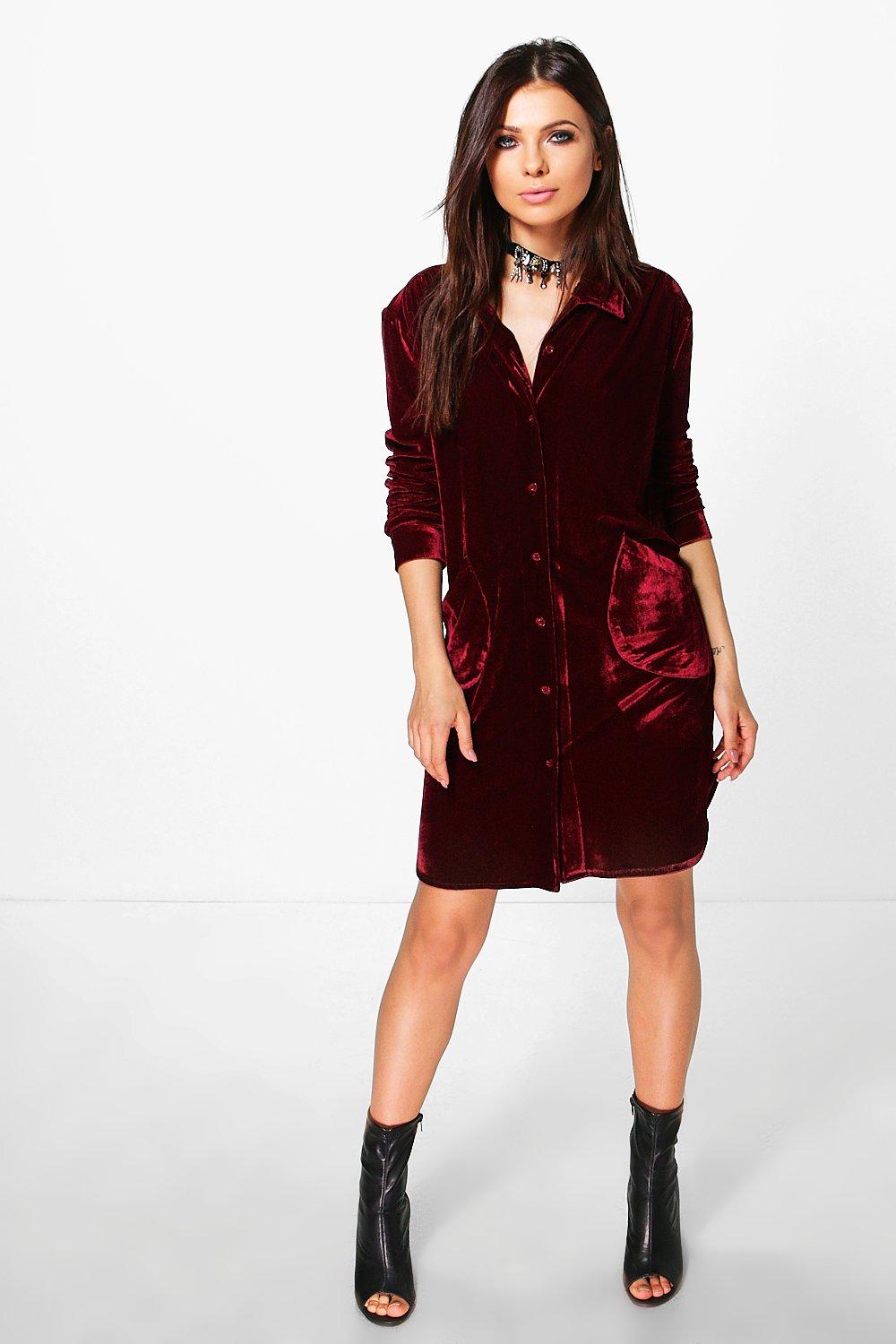 velvet shirt dress