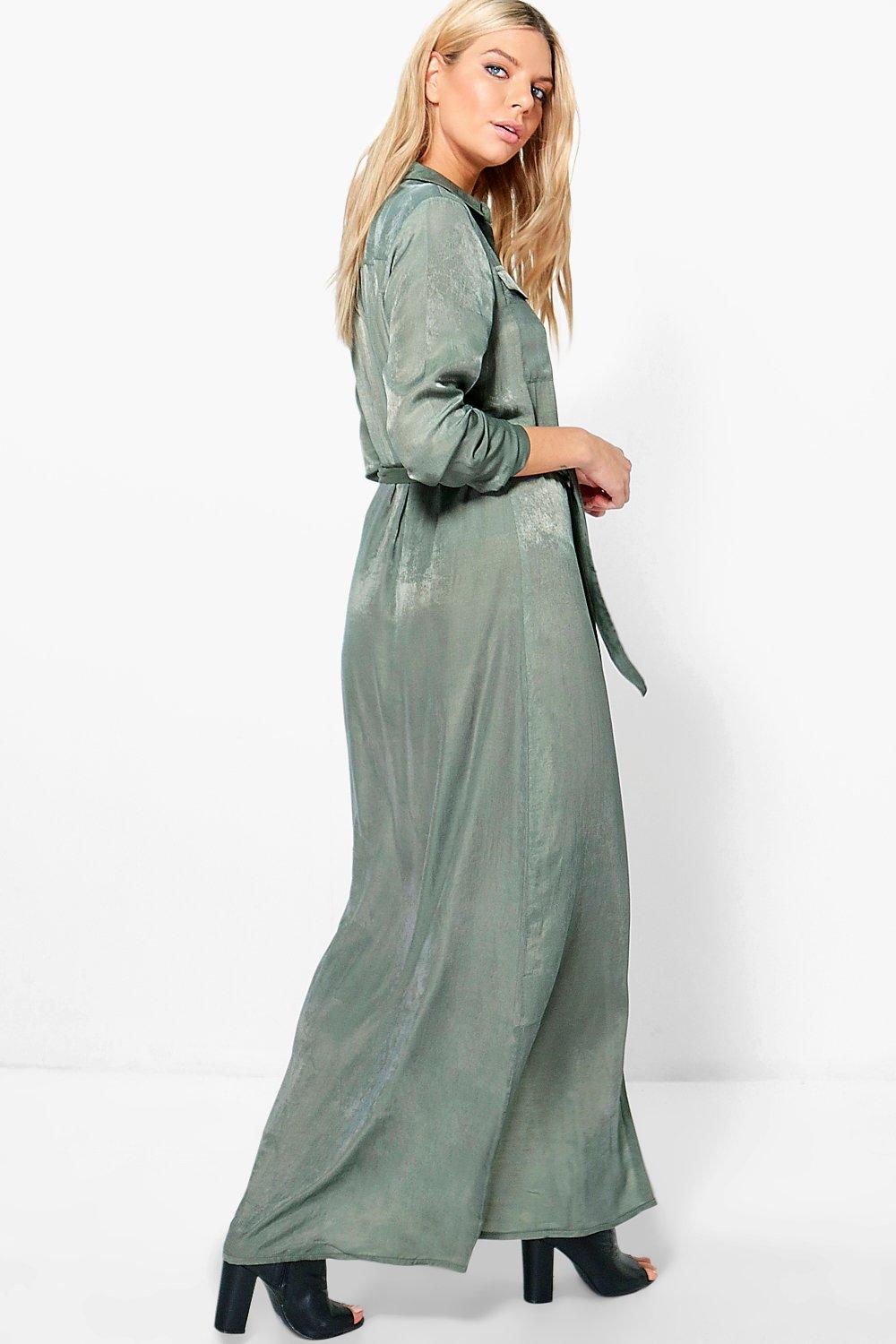 utility maxi shirt dress