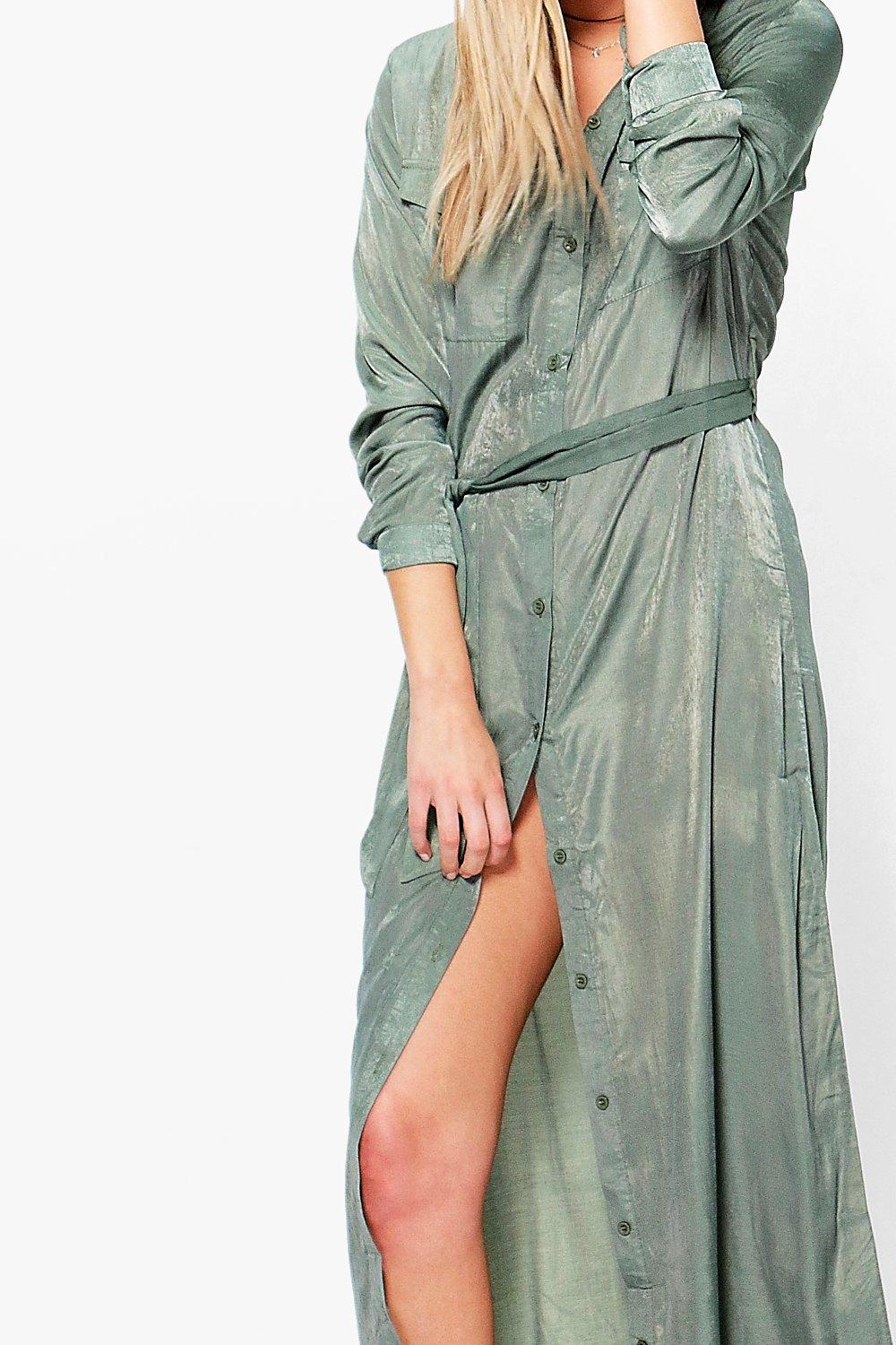 utility maxi shirt dress