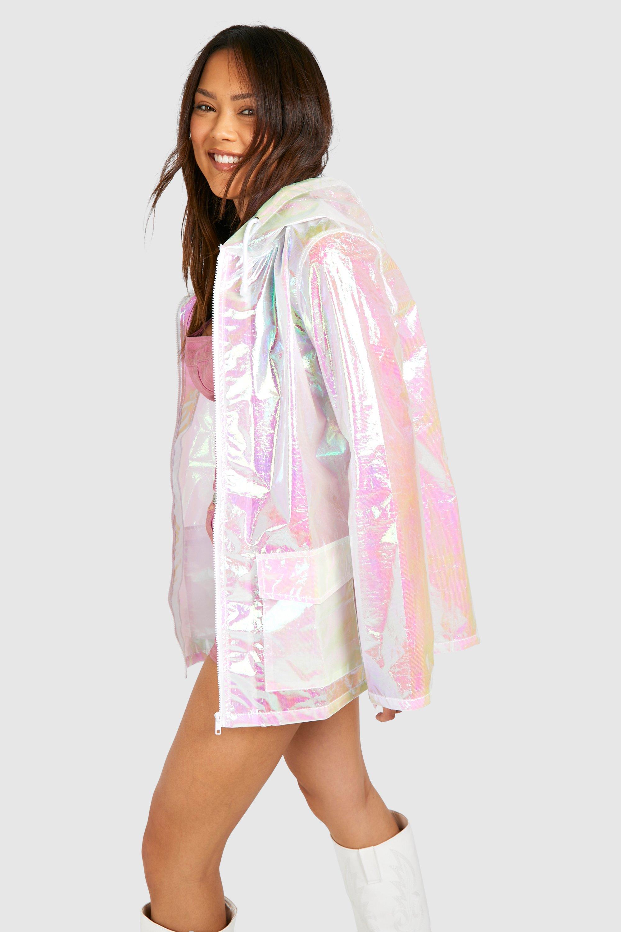 Pink holographic rain mac store