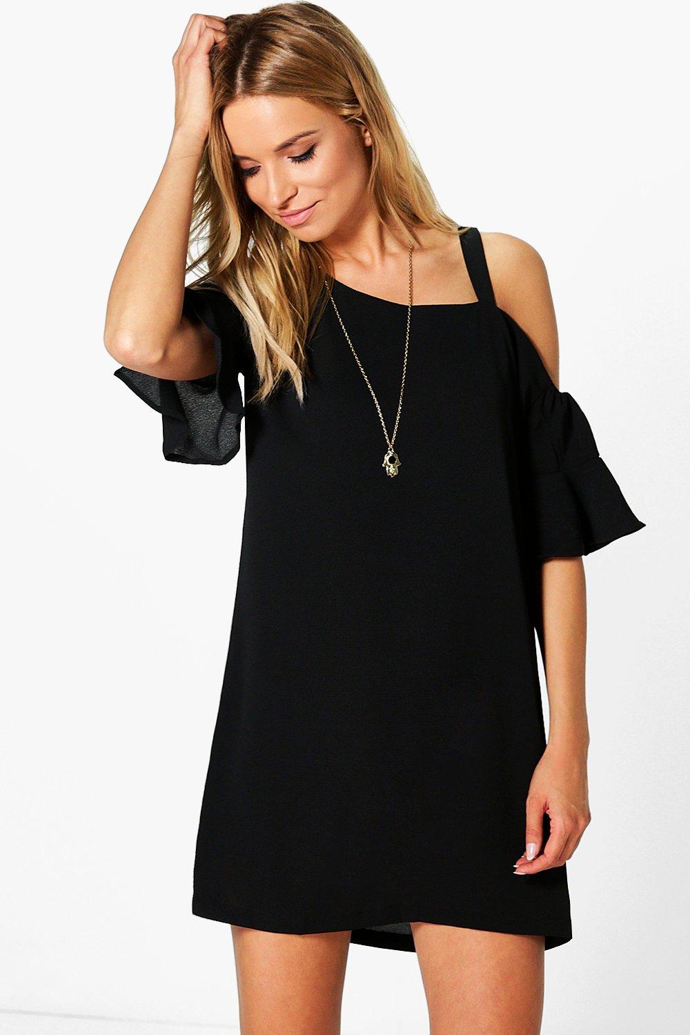flute sleeve shift dress