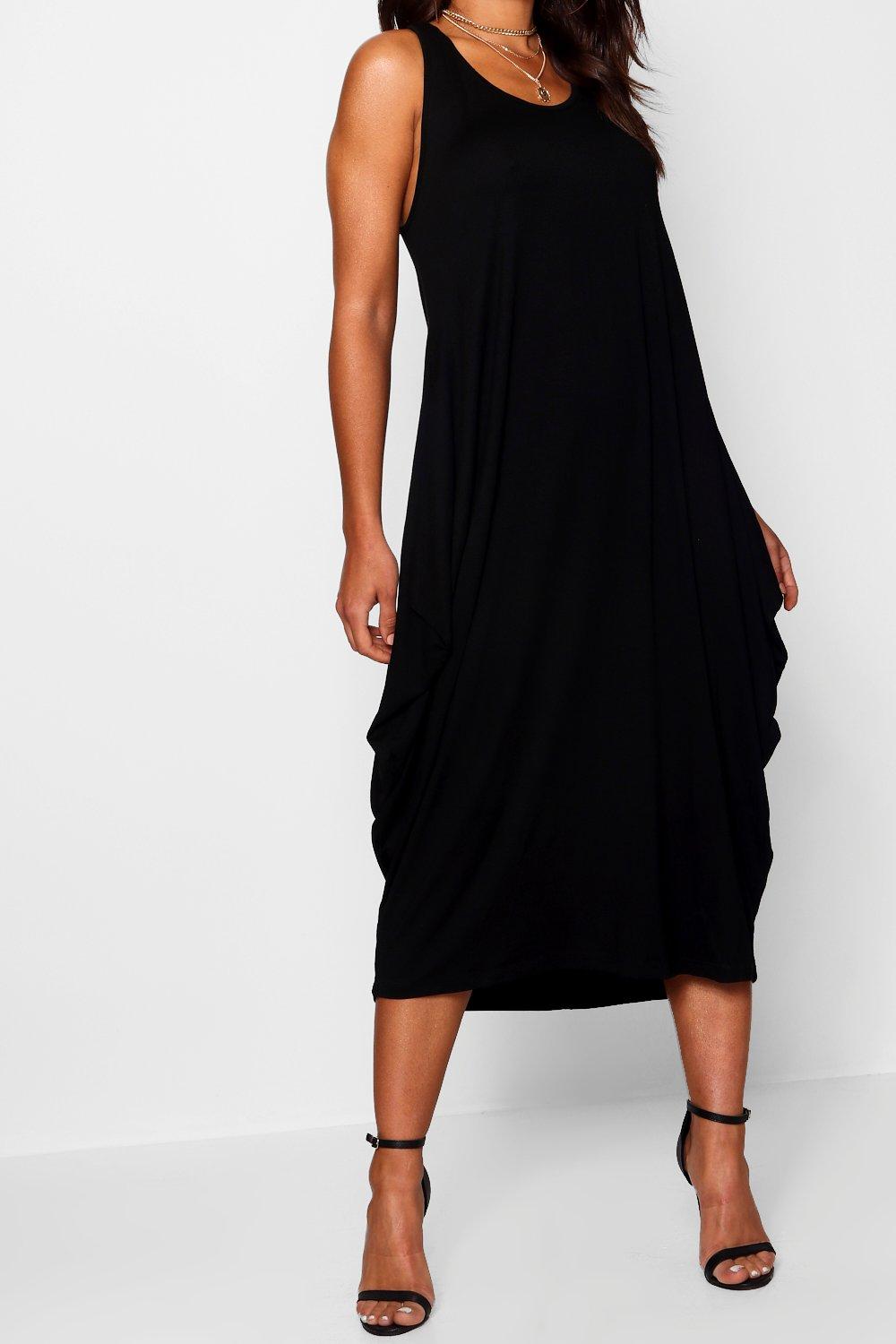 racer back ruched maxi dress