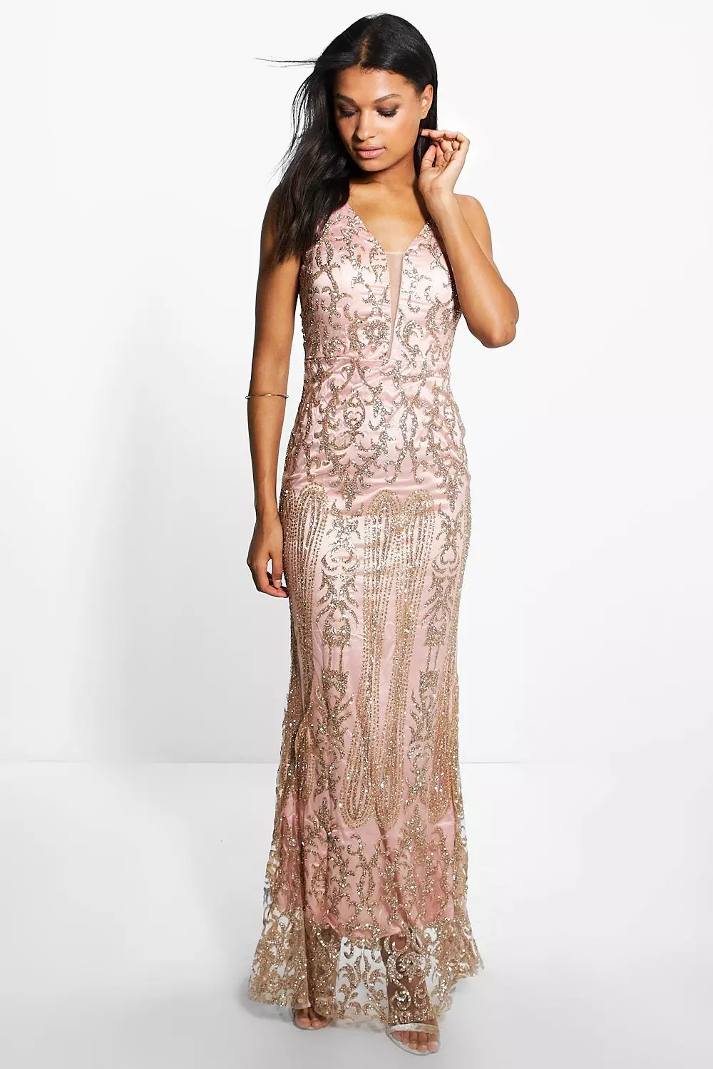 Pink boutique clearance gold dress