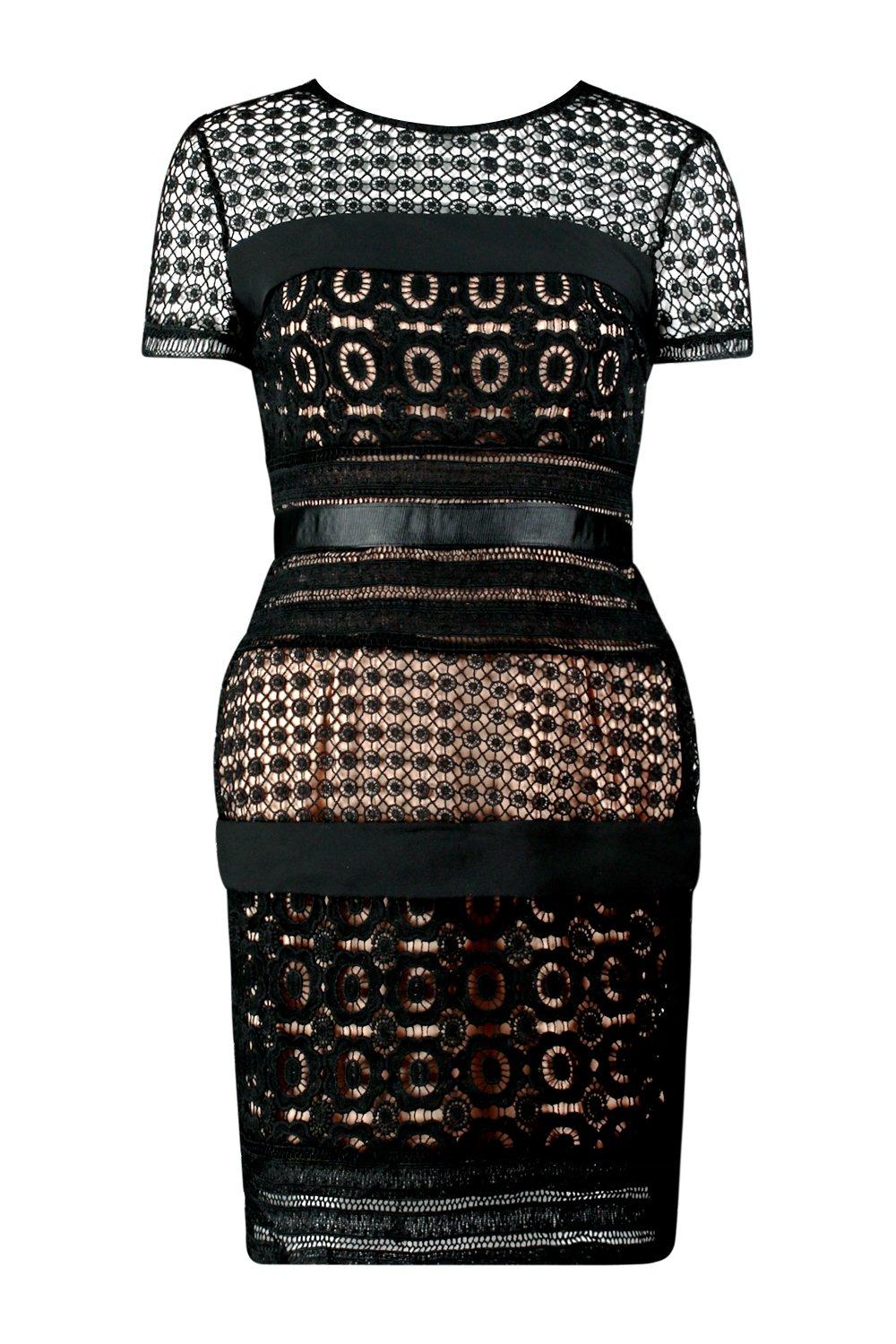 Boutique crochet hot sale panelled bodycon dress