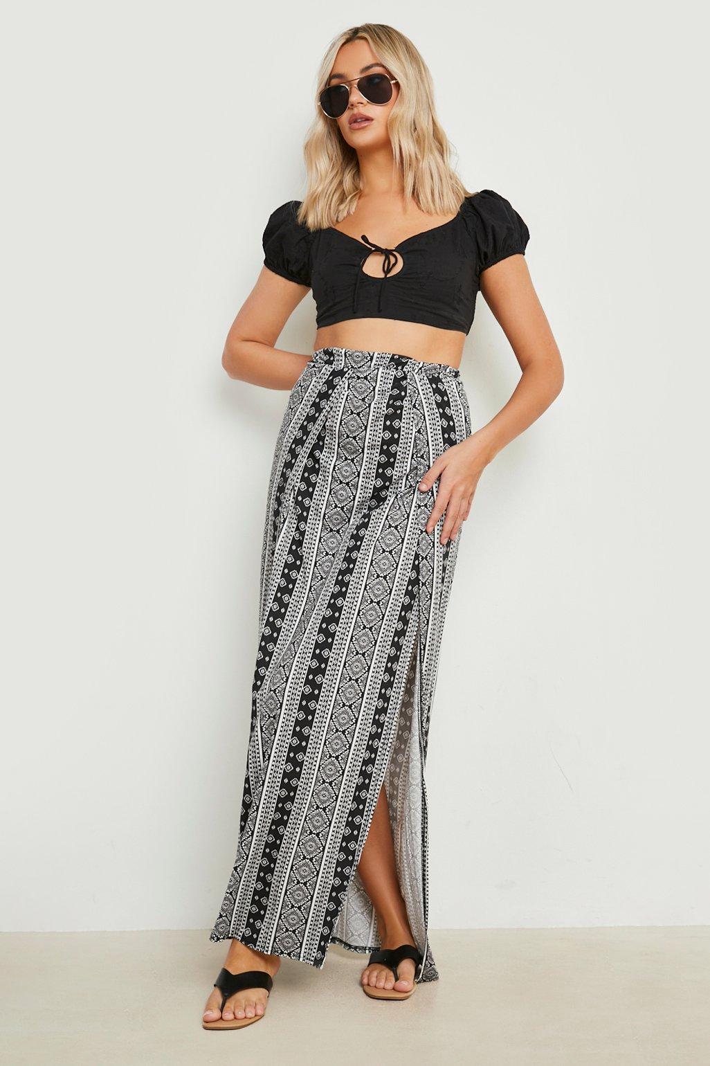 Boohoo maxi skirts best sale