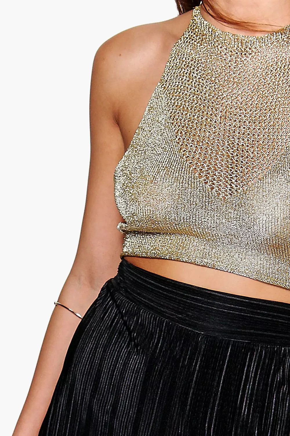 Metallic knit 2025 crop top