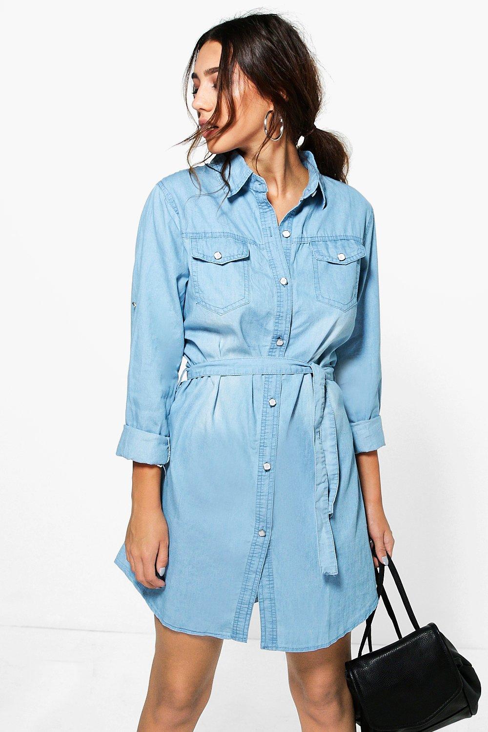 boohoo denim shirt dress