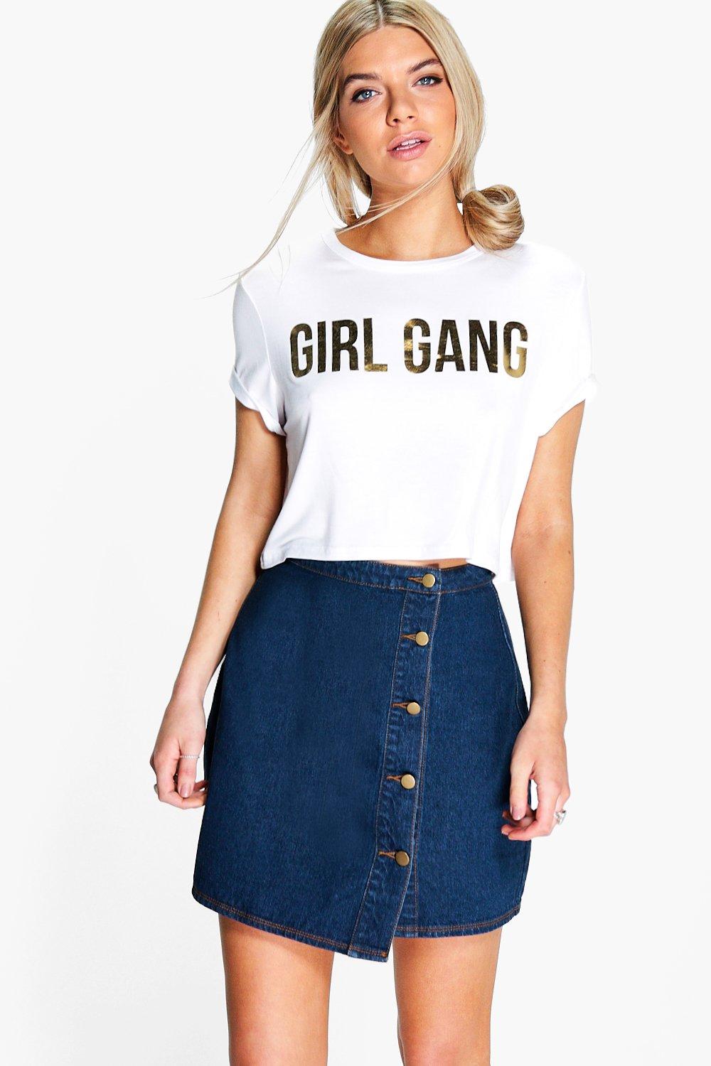 boohoo denim skirt