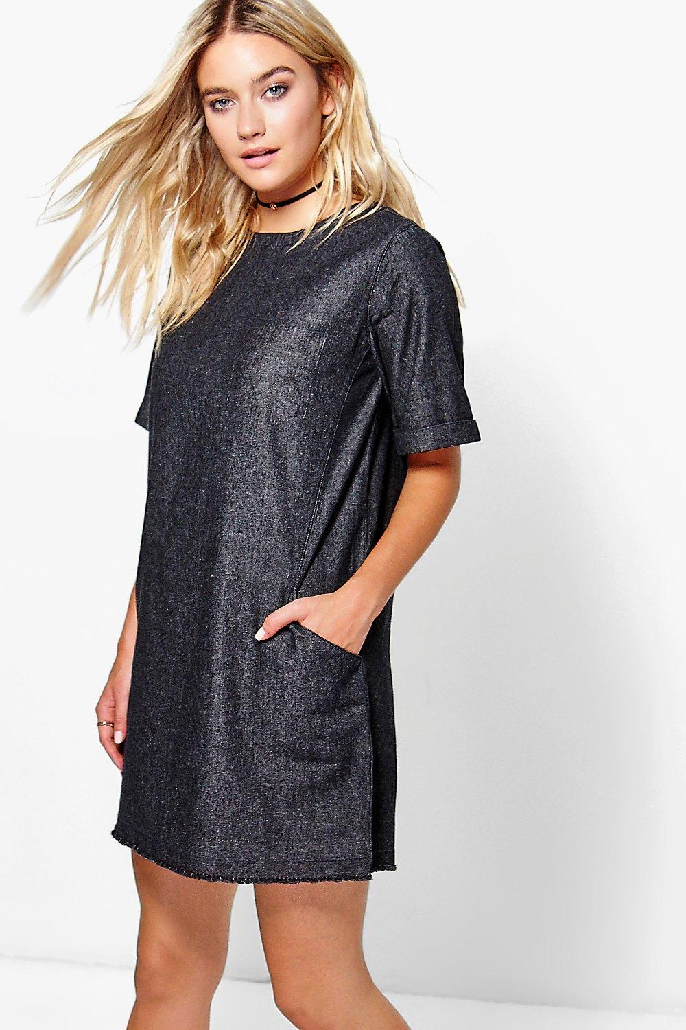 boohoo slouch pocket denim dress