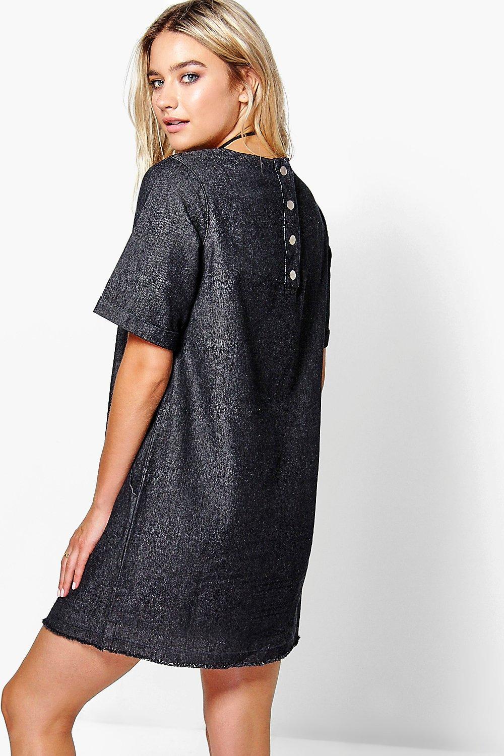 boohoo slouch pocket denim dress