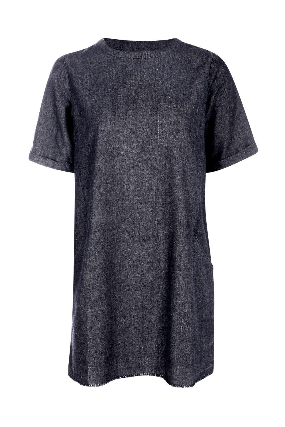 boohoo slouch pocket denim dress