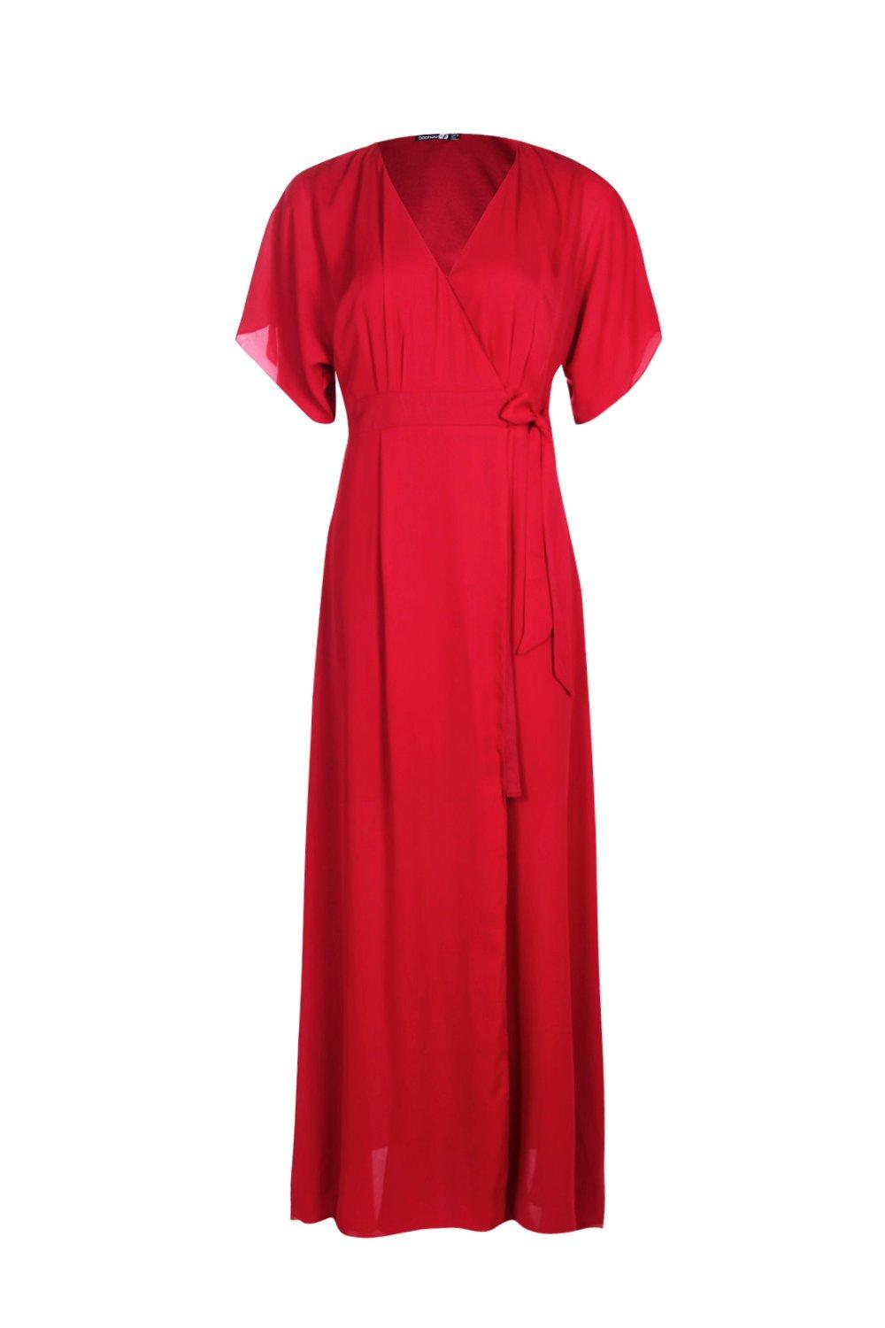 Milly Chiffon Kimono Sleeve Wrap Maxi Dress boohoo NZ