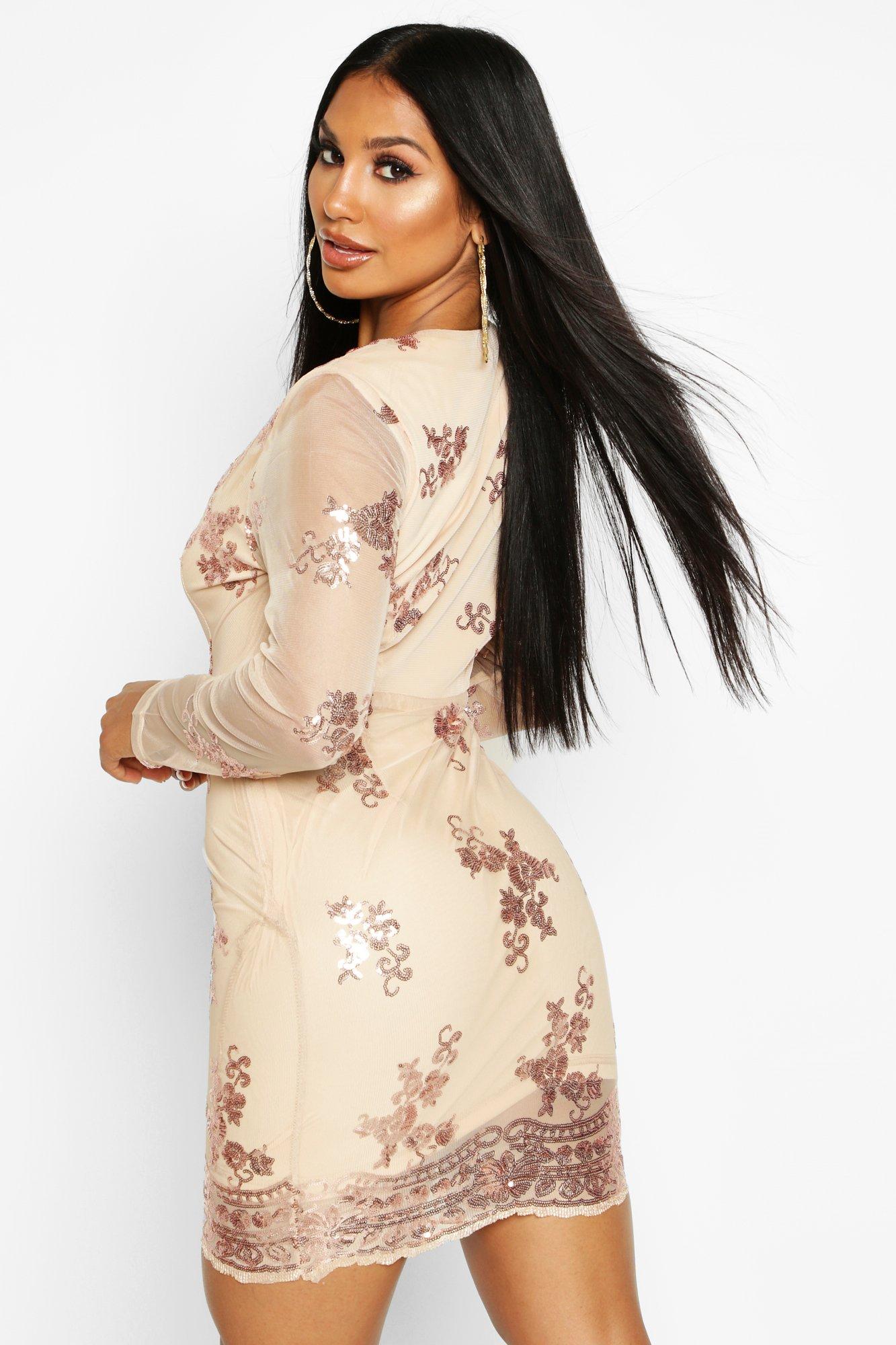 black and gold mesh sequin bodycon dress