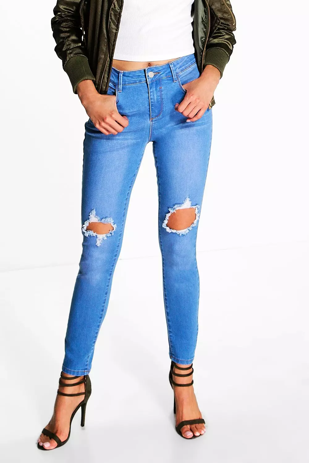 Open knee best sale skinny jeans