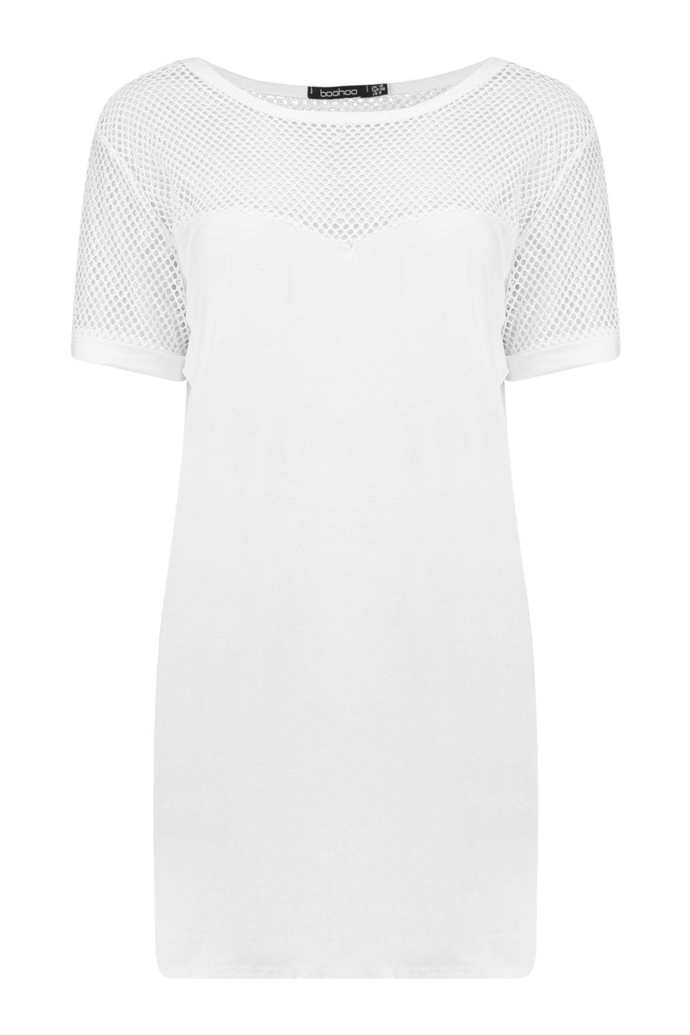 mesh t shirt dress white